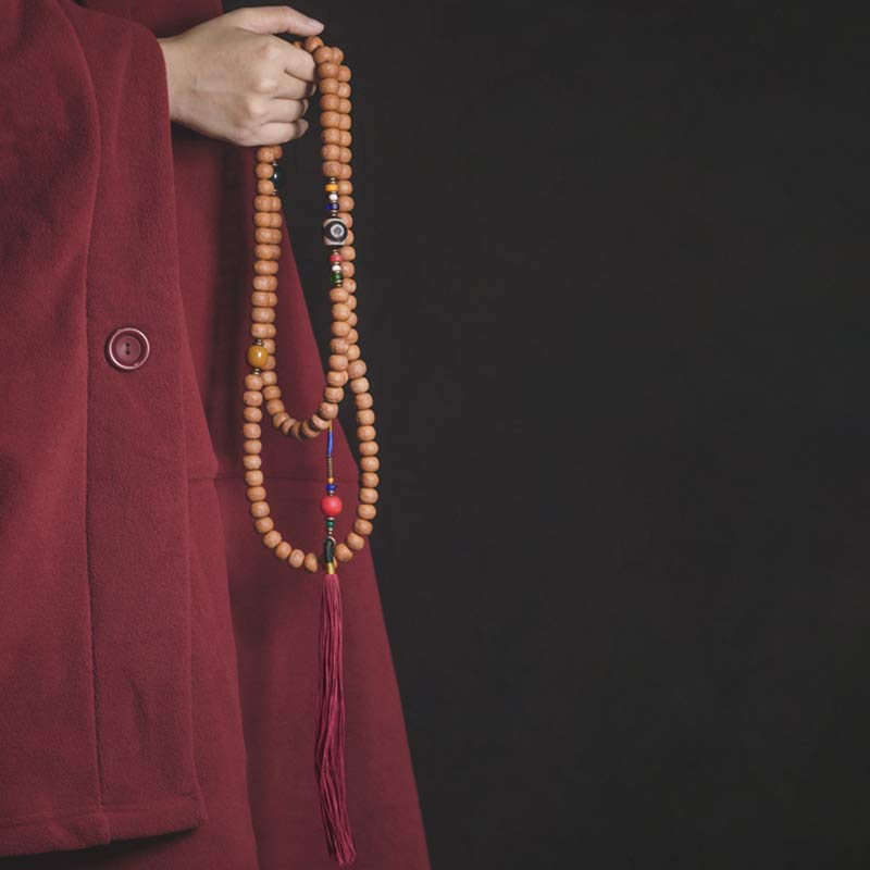 Buddha Stones 108 Mala Beads Bodhi Seed Dzi Bead Peace Tassel Bracciale