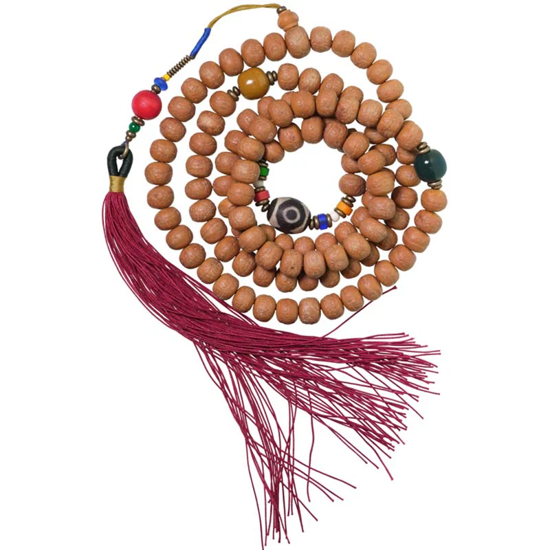 Buddha Stones 108 Mala Beads Bodhi Seed Dzi Bead Peace Tassel Bracciale - Image 14