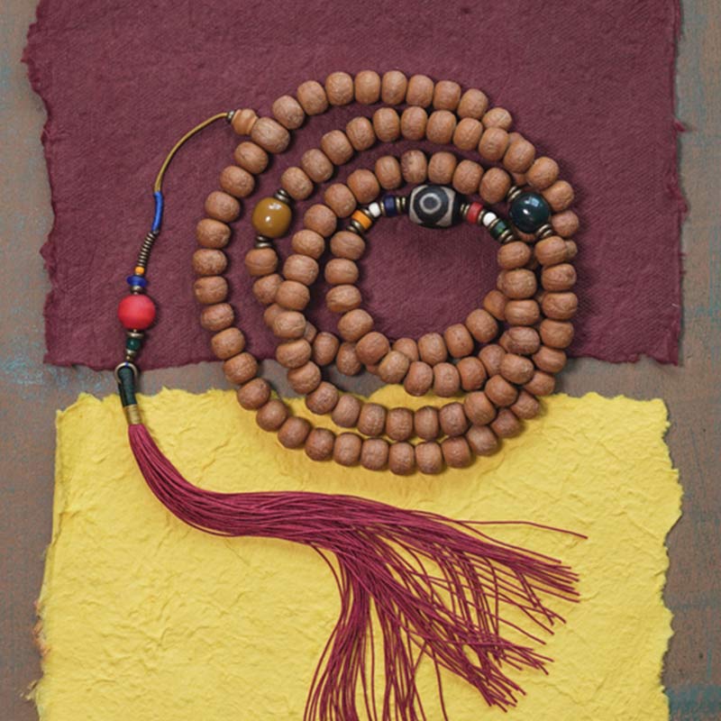 Buddha Stones 108 Mala Beads Bodhi Seed Dzi Bead Peace Tassel Bracciale - Image 2