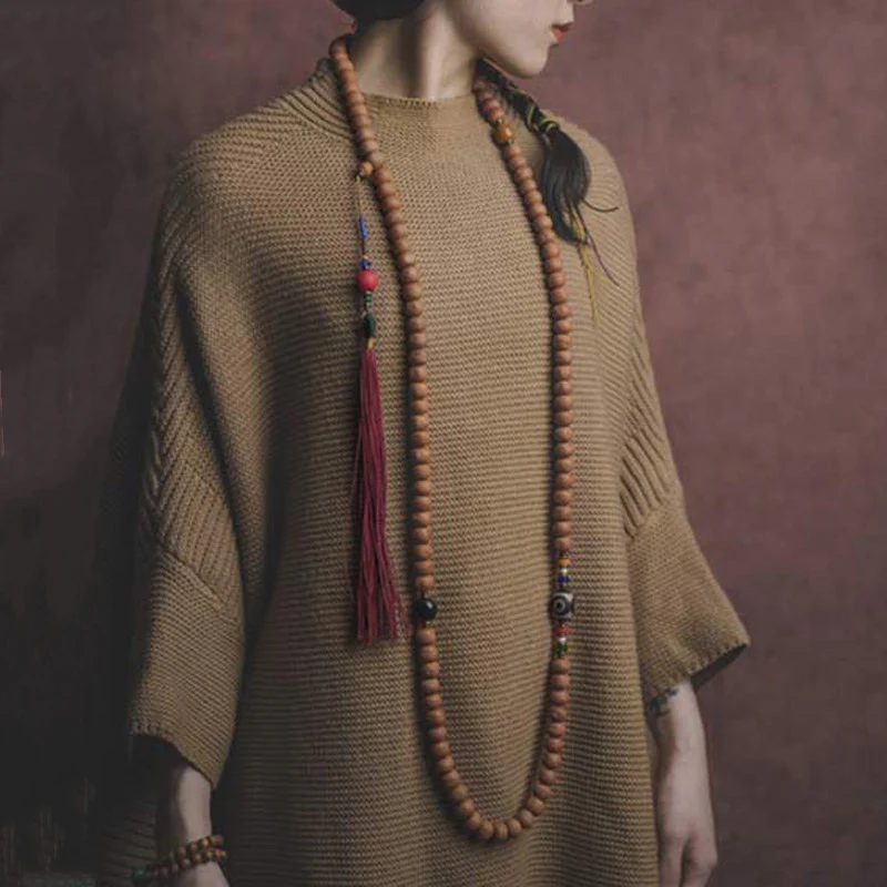 Buddha Stones 108 Mala Beads Bodhi Seed Dzi Bead Peace Tassel Bracciale - Image 4