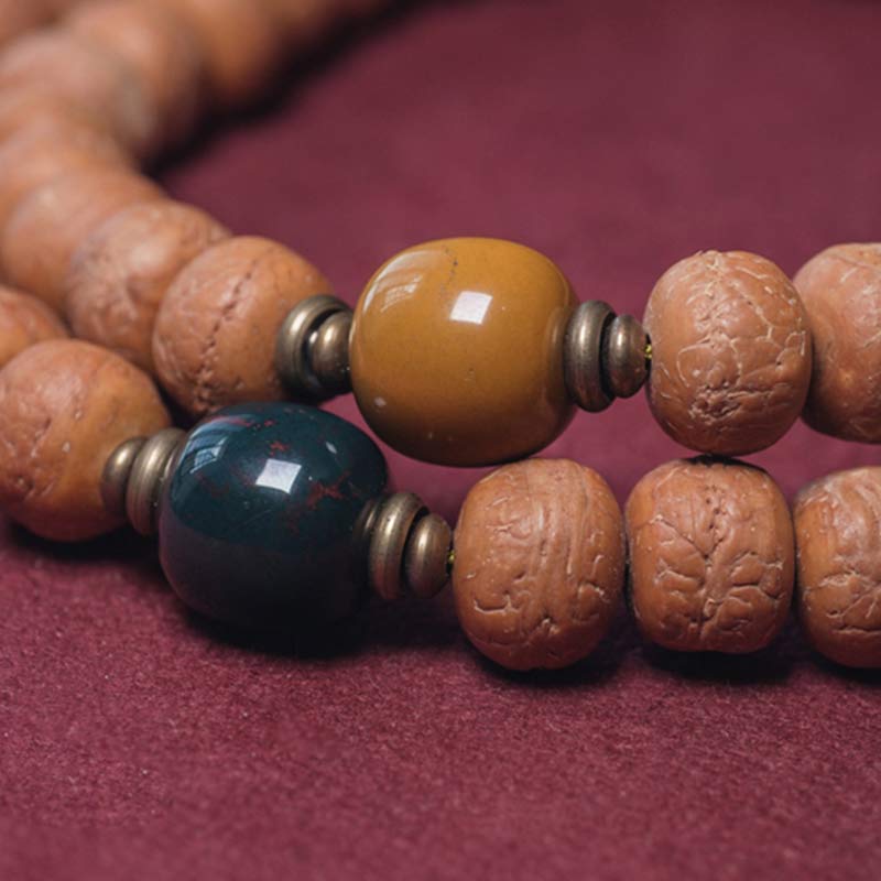 Buddha Stones 108 Mala Beads Bodhi Seed Dzi Bead Peace Tassel Bracciale - Image 9