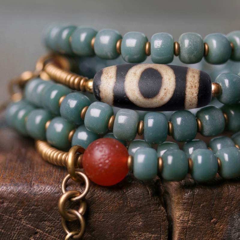 Buddha Stones 108 Mala Beads Bodhi Seed Dzi Bead Wisdom Bracciale - Image 7