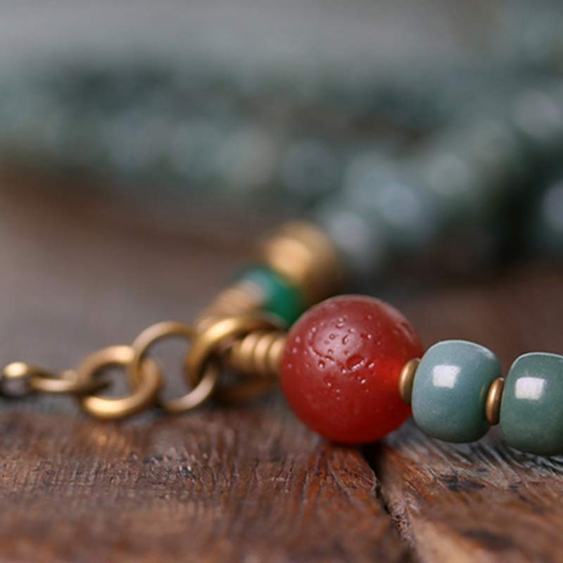Buddha Stones 108 Mala Beads Bodhi Seed Dzi Bead Wisdom Bracciale - Image 8