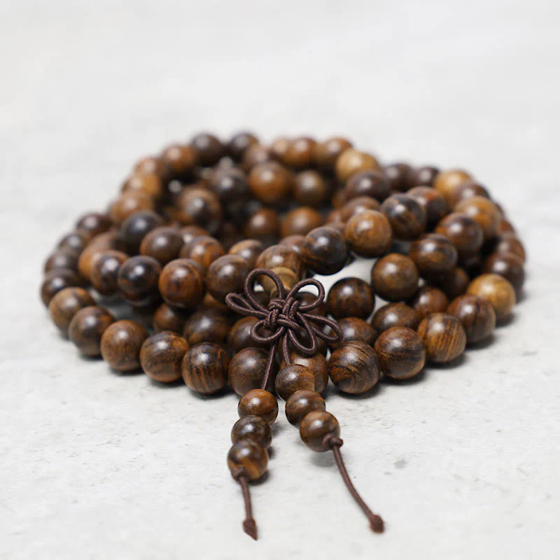 Buddha Stones 108 Mala Beads Bracciale Preghiera Meditazione Sandalo Elastico - Image 2