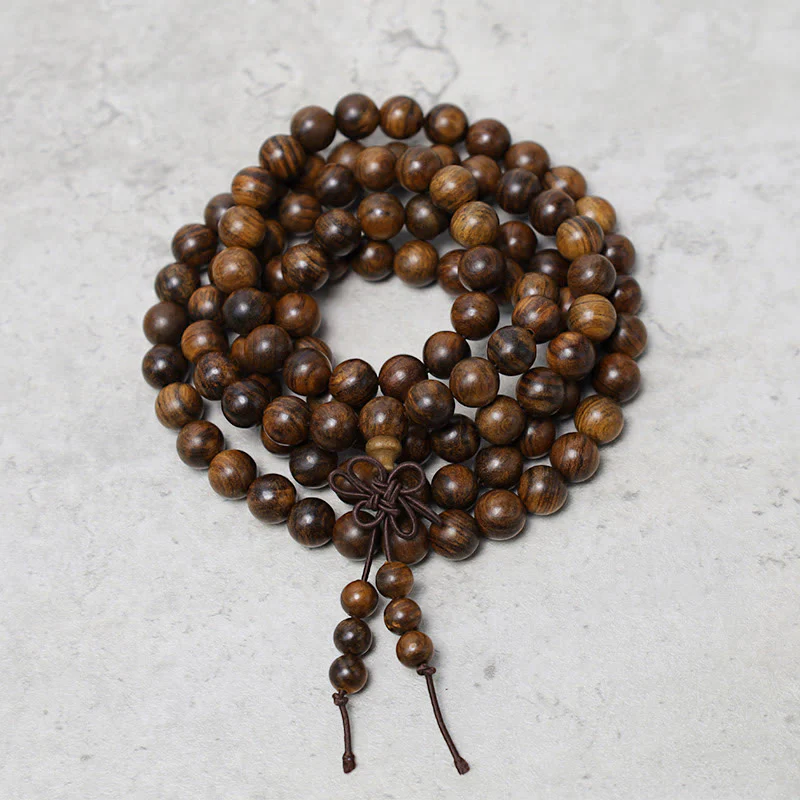 Buddha Stones 108 Mala Beads Bracciale Preghiera Meditazione Sandalo Elastico - Image 3