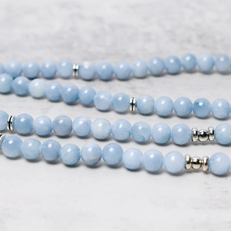Buddha Stones 108 Mala Beads Braccialetto curativo in acquamarina - Image 4