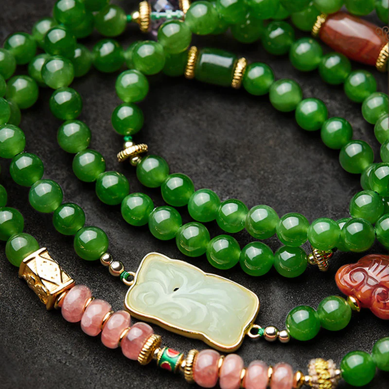 Buddha Stones 108 Mala Beads Ciano Giada Agata Rossa Braccialetto della Fortuna del Buddha che Ride - Image 13