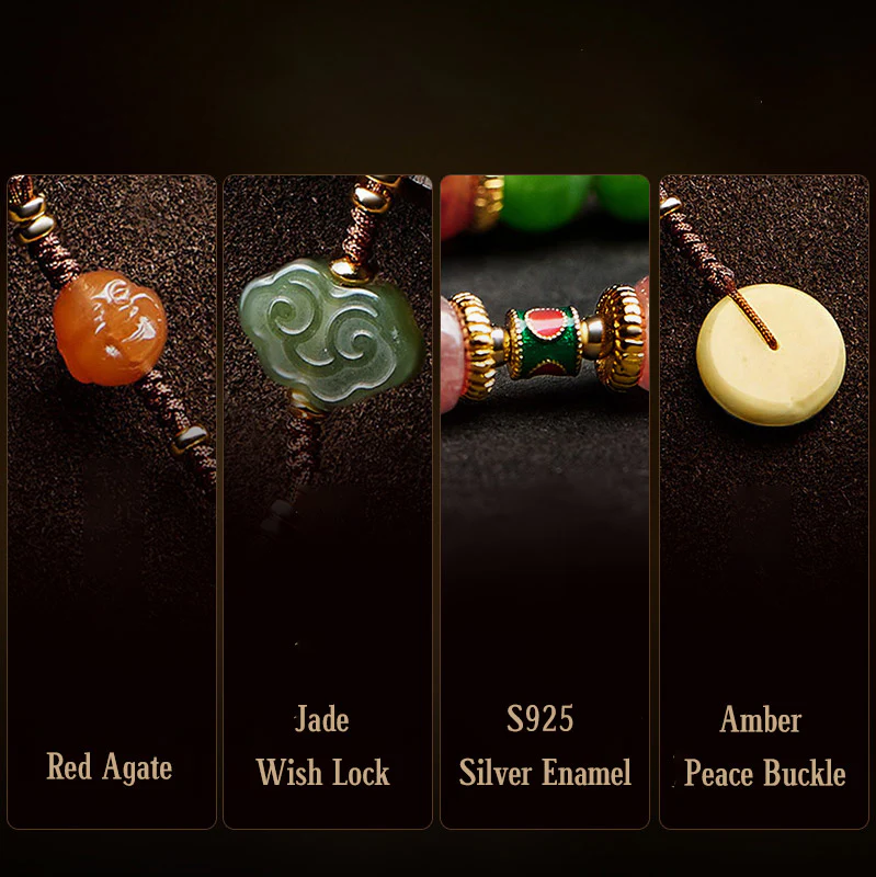 Buddha Stones 108 Mala Beads Ciano Giada Agata Rossa Braccialetto della Fortuna del Buddha che Ride - Image 17