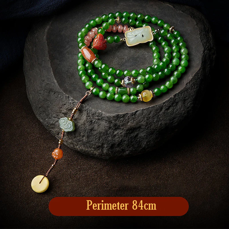 Buddha Stones 108 Mala Beads Ciano Giada Agata Rossa Braccialetto della Fortuna del Buddha che Ride - Image 21