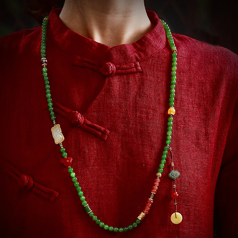 Buddha Stones 108 Mala Beads Ciano Giada Agata Rossa Braccialetto della Fortuna del Buddha che Ride - Image 5