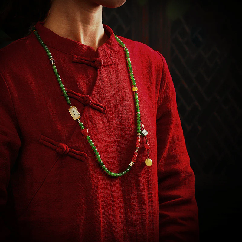 Buddha Stones 108 Mala Beads Ciano Giada Agata Rossa Braccialetto della Fortuna del Buddha che Ride - Image 6