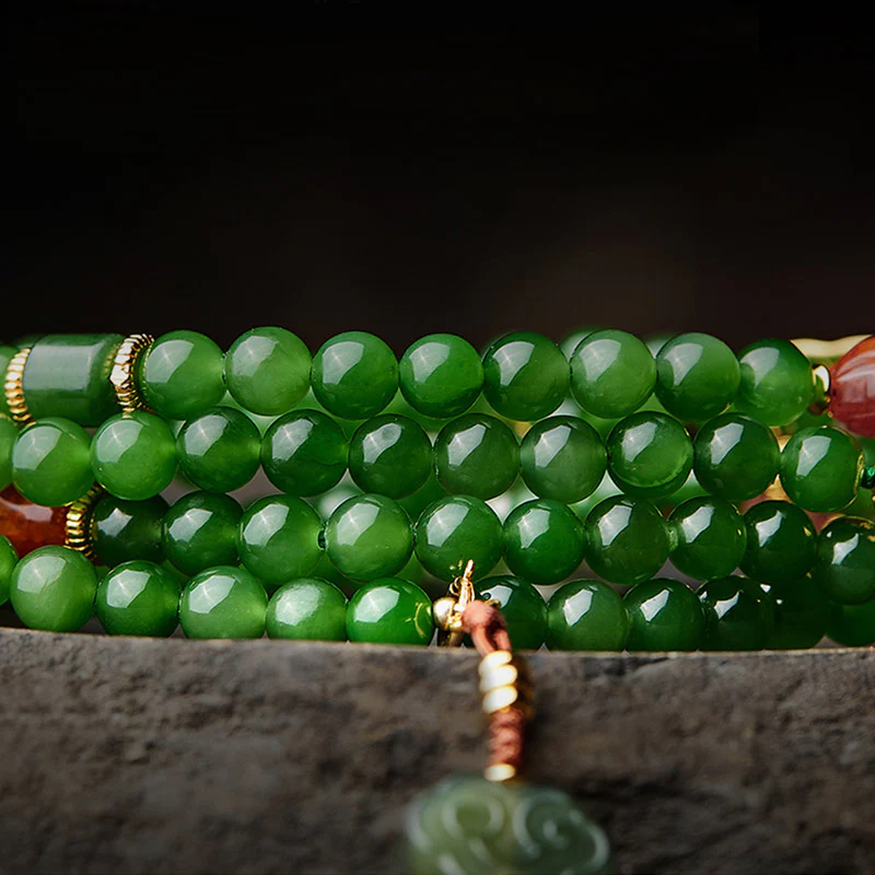 Buddha Stones 108 Mala Beads Ciano Giada Agata Rossa Braccialetto della Fortuna del Buddha che Ride - Image 8