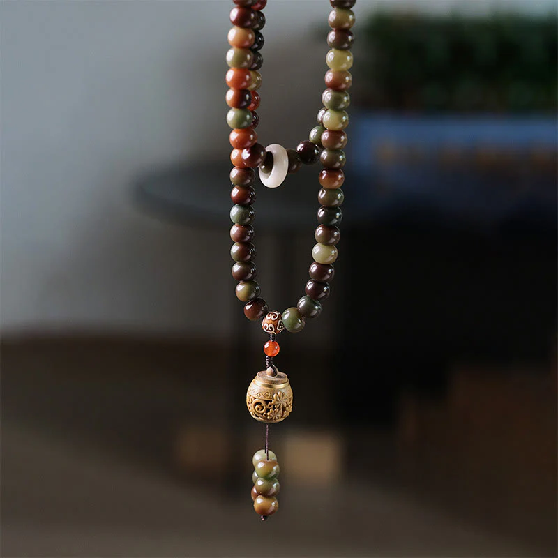 Buddha Stones 108 Mala Beads Dunhuang Color Bodhi Seed Dzi Bead Keep Away Evil Spirits Bracciale - Image 2