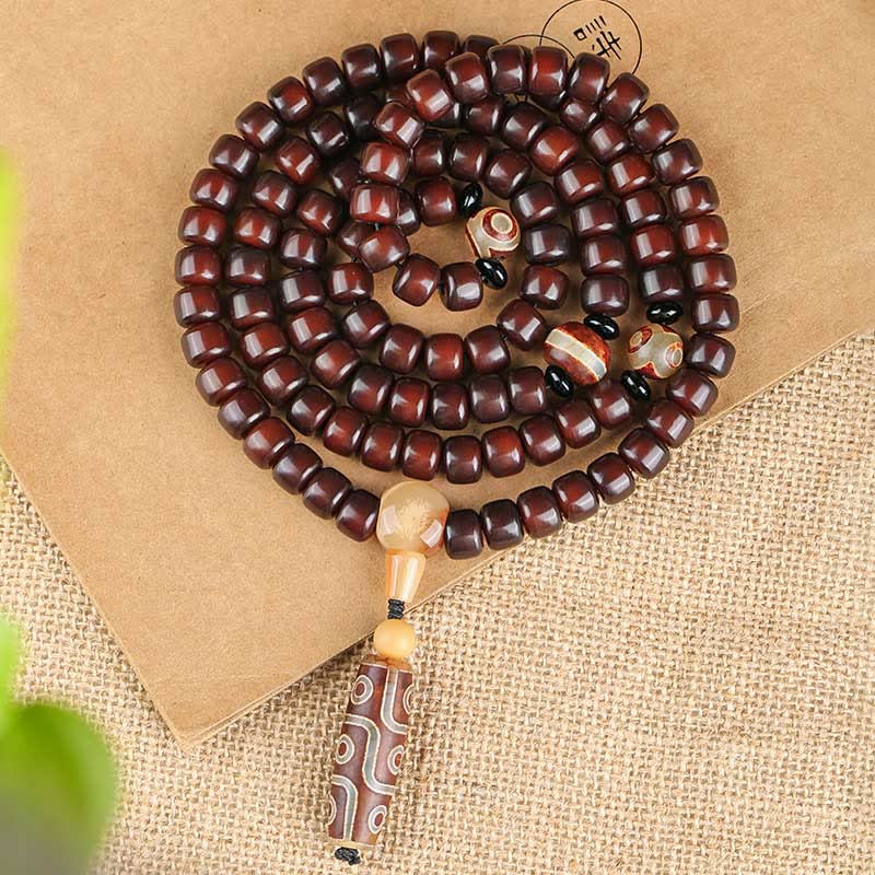 Buddha Stones 108 Mala Beads Dzi Bead a tre occhi Dzi Bead a nove occhi Braccialetto della fortuna in giada - Image 2