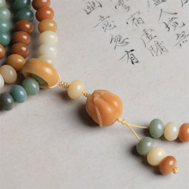 Buddha Stones 108 Mala Beads Gradient Bodhi Seed Buddha Braccialetto della Pace Inciso a Mano - Image 6