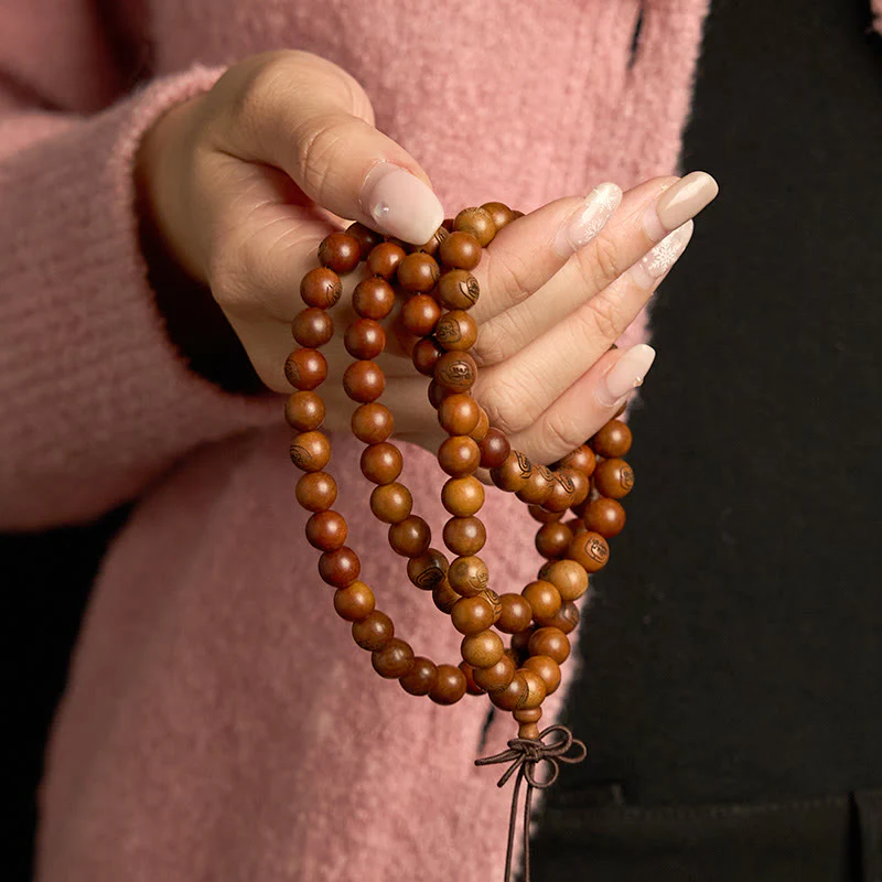 Buddha Stones 108 Mala Beads Legno di Giuggiola Fulmineo Braccialetto di Protezione Mantra Luce Dorata - Image 3