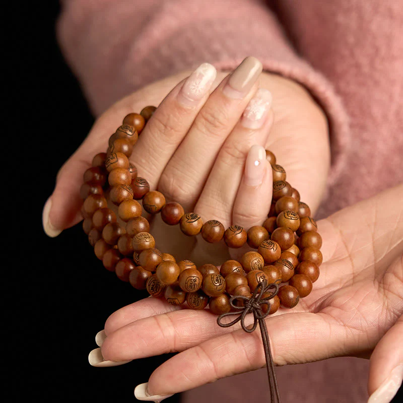 Buddha Stones 108 Mala Beads Legno di Giuggiola Fulmineo Braccialetto di Protezione Mantra Luce Dorata - Image 4