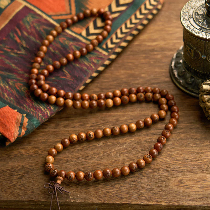 Buddha Stones 108 Mala Beads Legno di Giuggiola Fulmineo Braccialetto di Protezione Mantra Luce Dorata - Image 5