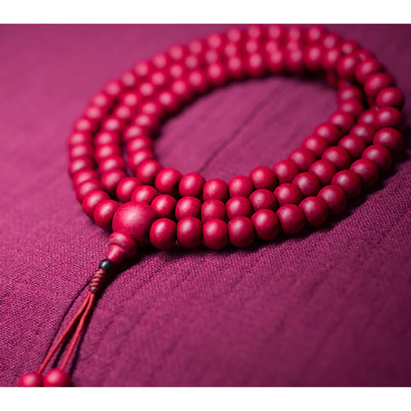 Buddha Stones 108 Mala Beads Natural Abelia Biflora Braccialetto di protezione in legno - Image 8