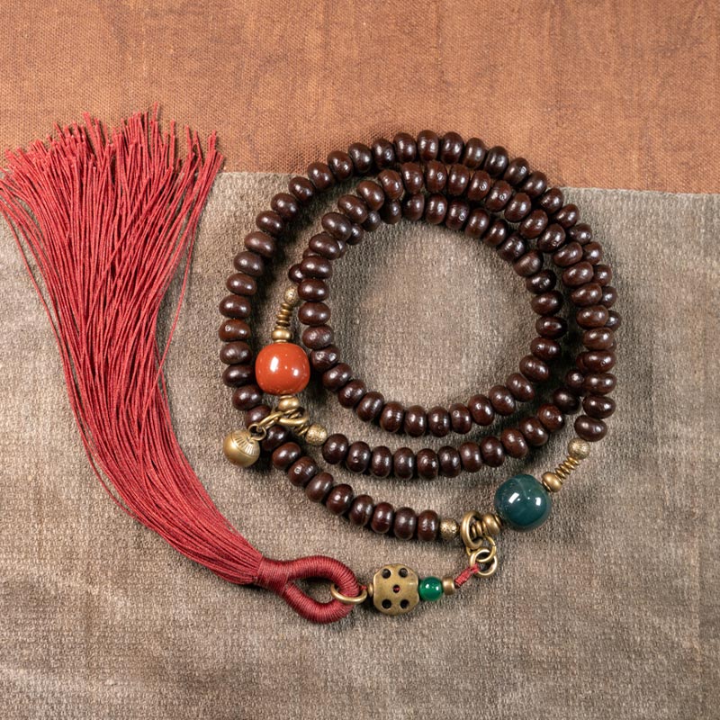 Buddha Stones 108 Mala Beads Natural Tibet Purple Bodhi Seed Braccialetto di Auspicio