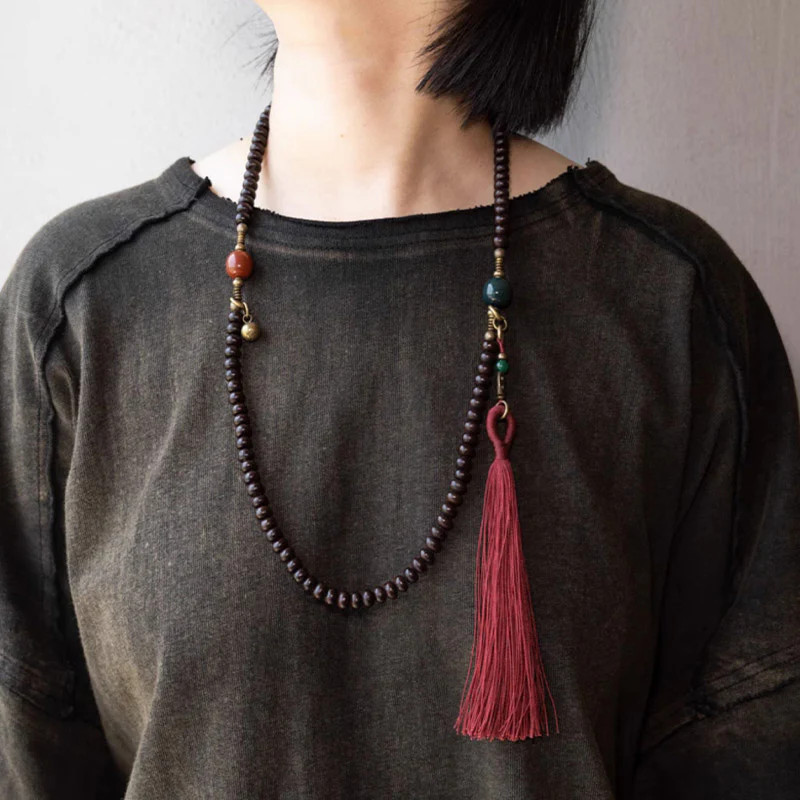 Buddha Stones 108 Mala Beads Natural Tibet Purple Bodhi Seed Braccialetto di Auspicio - Image 12