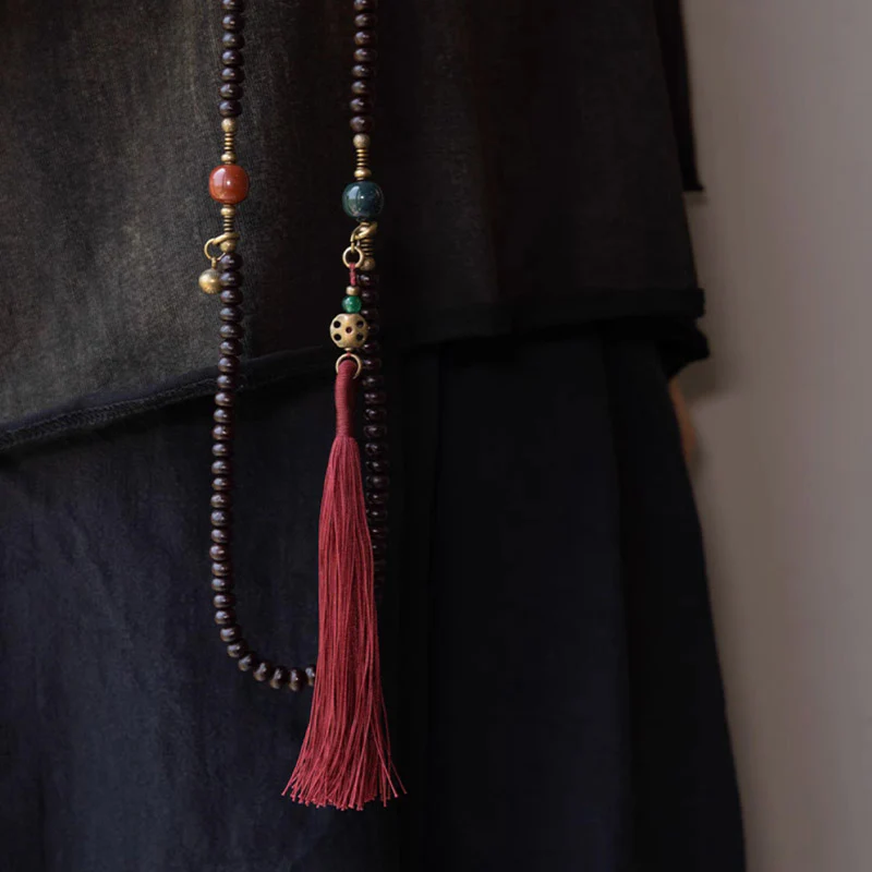 Buddha Stones 108 Mala Beads Natural Tibet Purple Bodhi Seed Braccialetto di Auspicio - Image 13