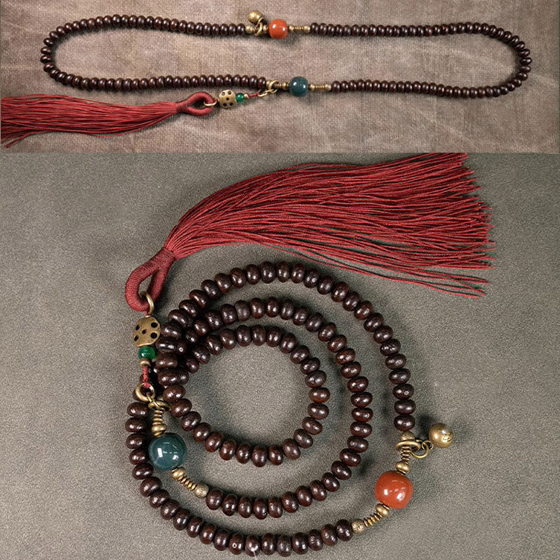 Buddha Stones 108 Mala Beads Natural Tibet Purple Bodhi Seed Braccialetto di Auspicio - Image 14
