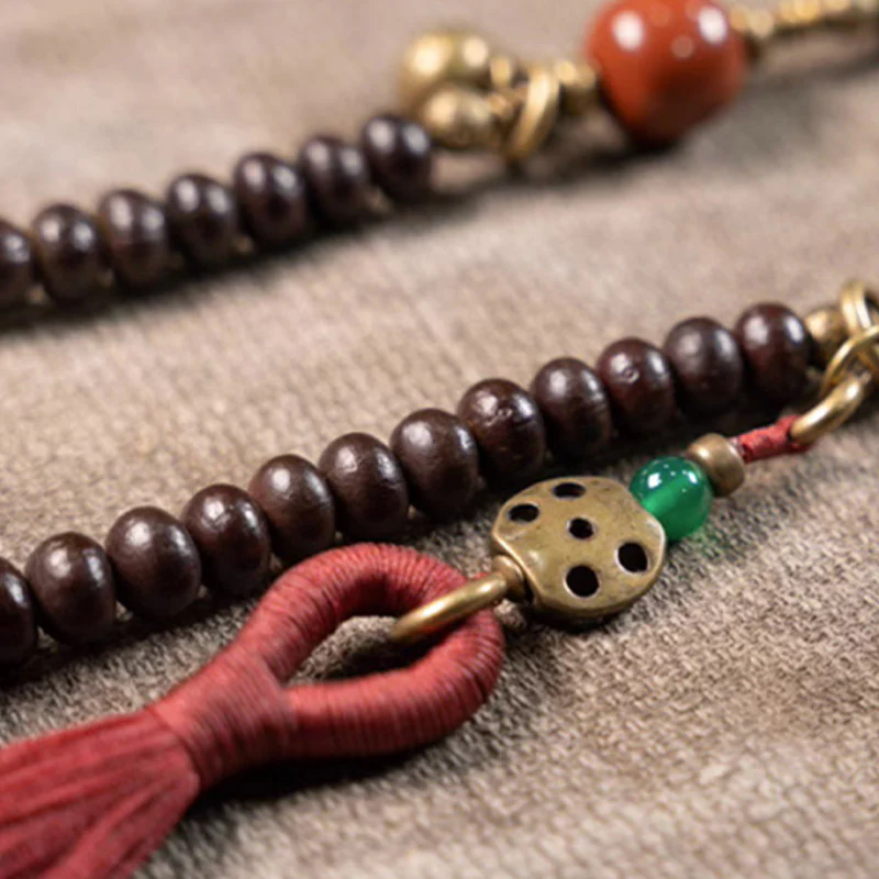 Buddha Stones 108 Mala Beads Natural Tibet Purple Bodhi Seed Braccialetto di Auspicio - Image 4