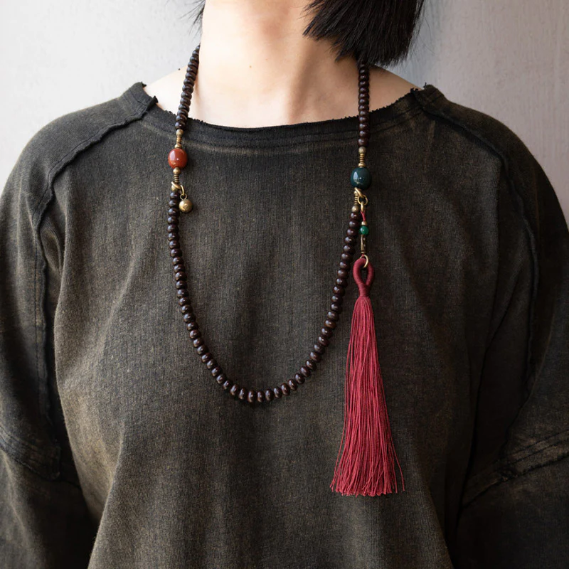 Buddha Stones 108 Mala Beads Natural Tibet Purple Bodhi Seed Braccialetto di Auspicio - Image 8