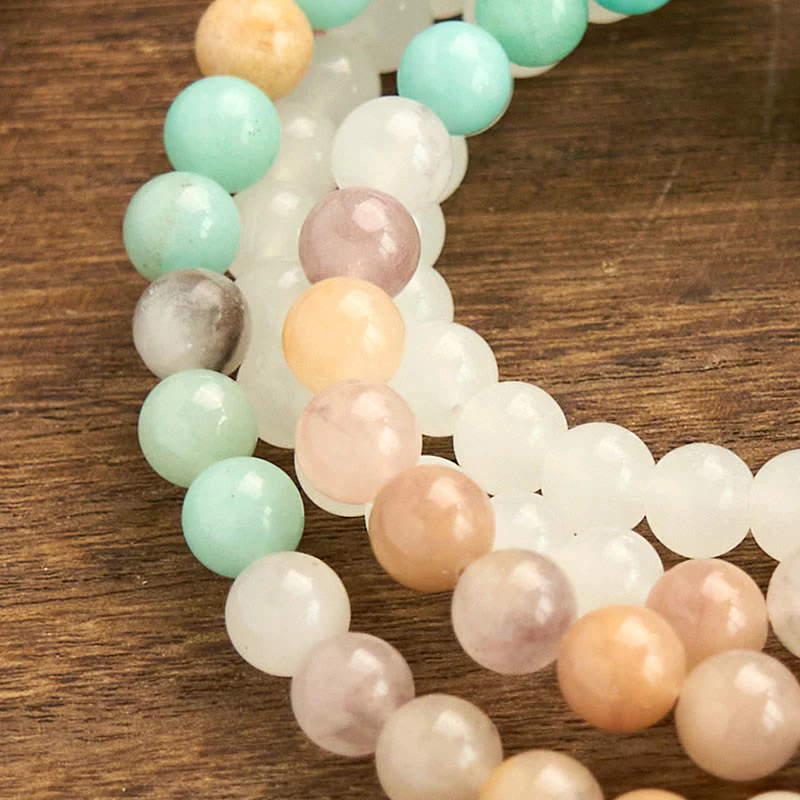 Buddha Stones 108 Mala Beads Natural White Jade Amazzonite White Tassel Braccialetto curativo - Image 9