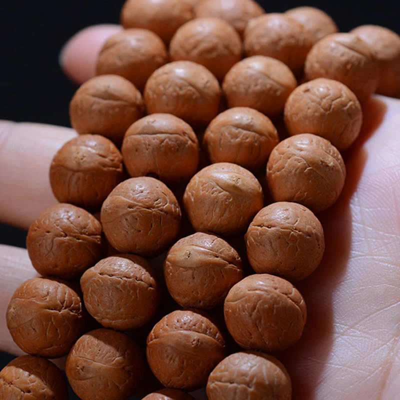 Buddha Stones 108 Mala Beads Nepal Bodhi Seed Fortuna Ricchezza Braccialetto con Nappa - Image 4