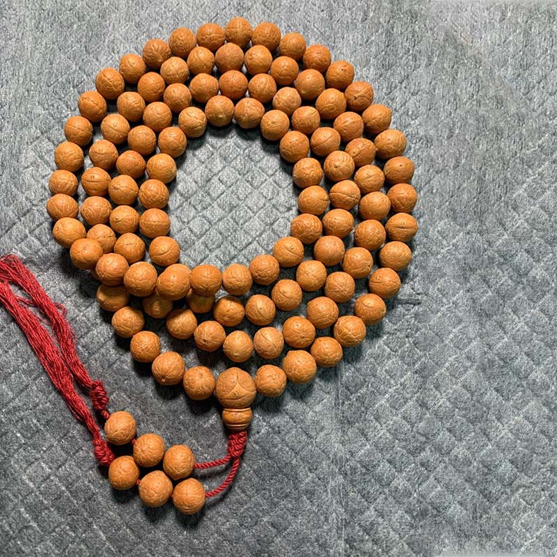 Buddha Stones 108 Mala Beads Nepal Bodhi Seed Fortuna Ricchezza Braccialetto con Nappa - Image 6