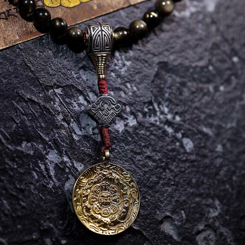 Buddha Stones 108 Mala Beads Oro Lucente Ossidiana Occhio di Tigre Pietra Occhio d'Aquila Bracciale della Ricchezza - Image 21