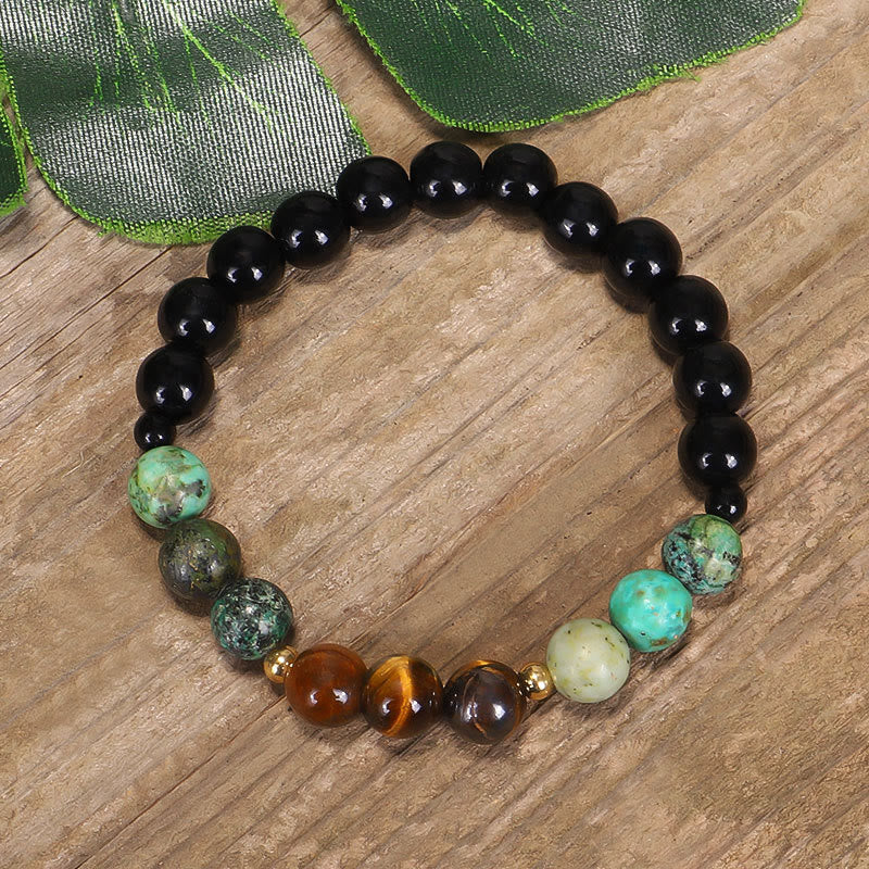 Buddha Stones 108 Mala Beads Pietra naturale Occhio di tigre Turchese Protezione Forza Bracciale Collana - Image 2