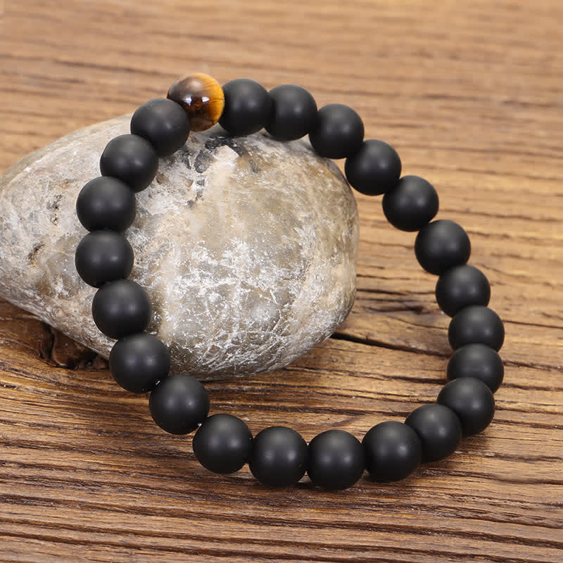 Buddha Stones 108 Mala Beads Pietra smerigliata Occhio di tigre Bracciale Collana Pendente - Image 3