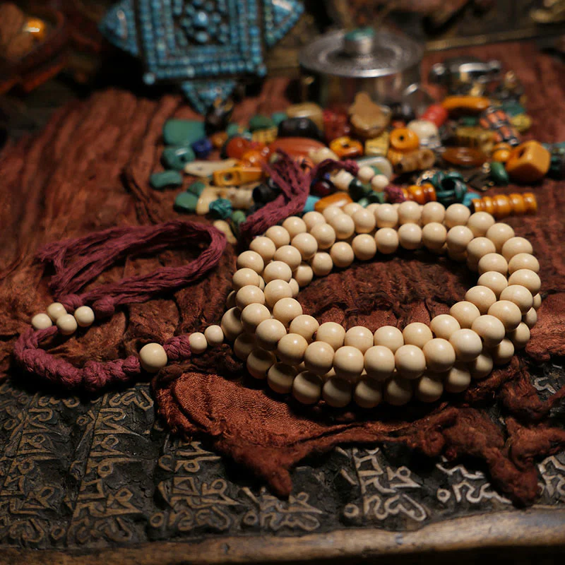 Buddha Stones 108 Mala Perle Abelia Biflora Legno Allontanando gli Spiriti Maligni Polso Mala - Image 13