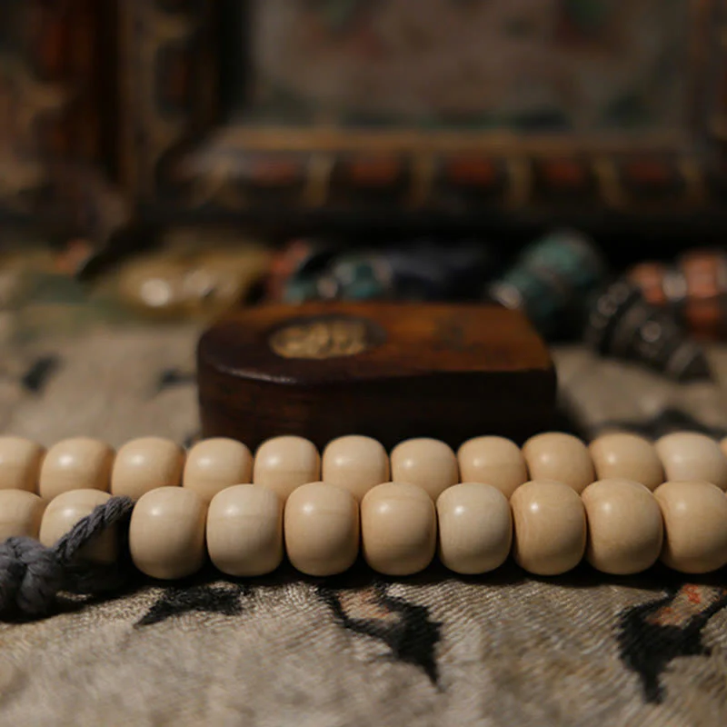 Buddha Stones 108 Mala Perle Abelia Biflora Legno Allontanando gli Spiriti Maligni Polso Mala - Image 3