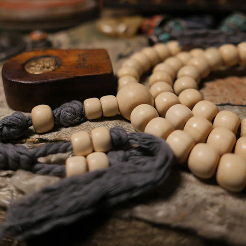 Buddha Stones 108 Mala Perle Abelia Biflora Legno Allontanando gli Spiriti Maligni Polso Mala - Image 4