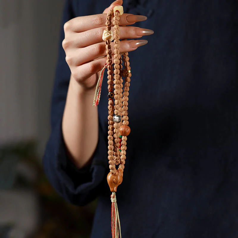 Buddha Stones 108 Perle Bodhi Seed Agata Rossa Testa di Cervo Bracciale Mala della Saggezza - Image 10