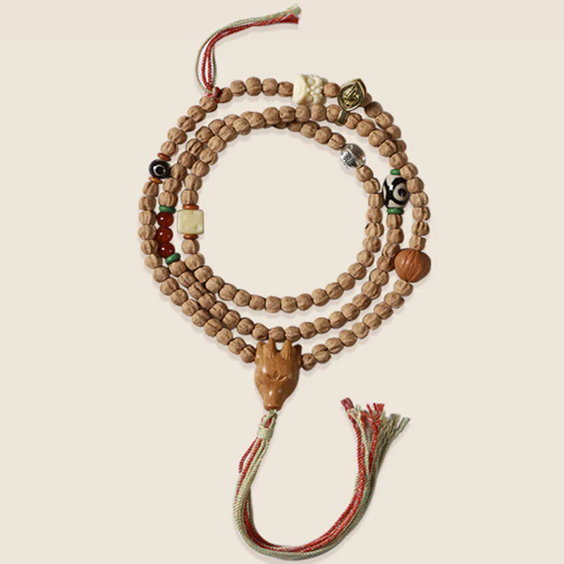 Buddha Stones 108 Perle Bodhi Seed Agata Rossa Testa di Cervo Bracciale Mala della Saggezza - Image 16