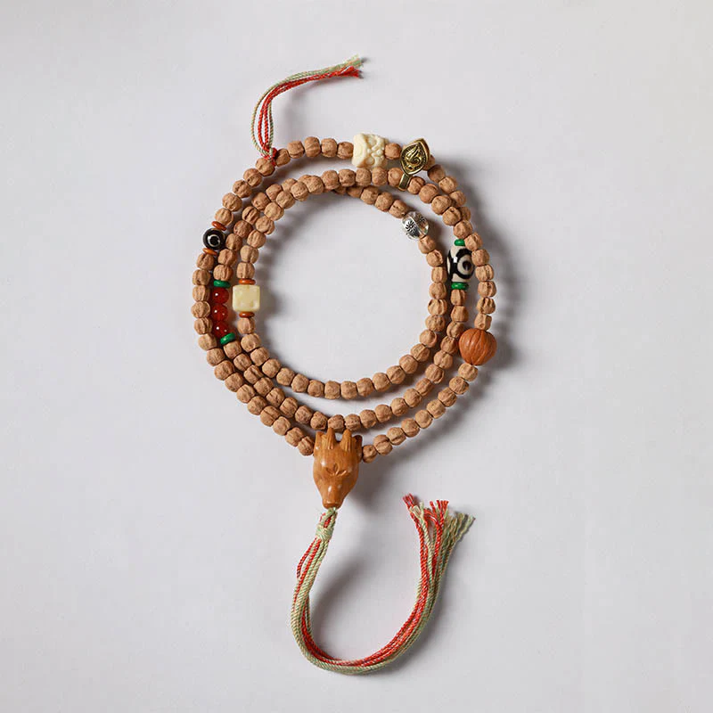 Buddha Stones 108 Perle Bodhi Seed Agata Rossa Testa di Cervo Bracciale Mala della Saggezza - Image 17