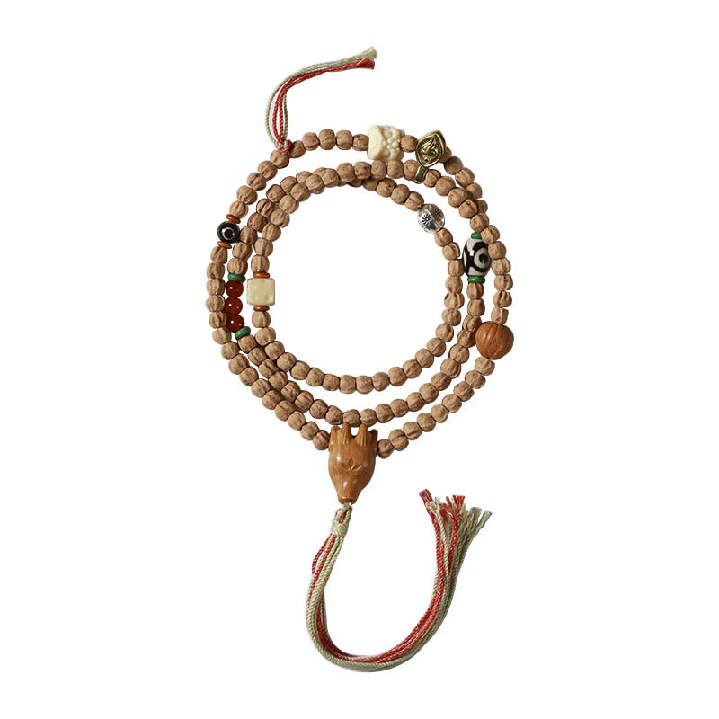 Buddha Stones 108 Perle Bodhi Seed Agata Rossa Testa di Cervo Bracciale Mala della Saggezza - Image 18