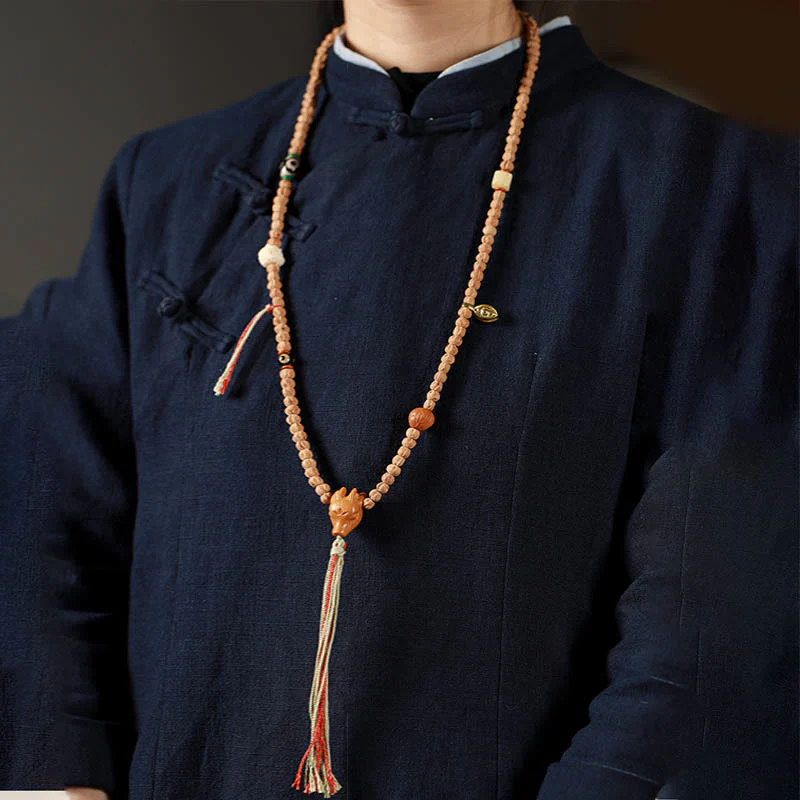 Buddha Stones 108 Perle Bodhi Seed Agata Rossa Testa di Cervo Bracciale Mala della Saggezza - Image 3