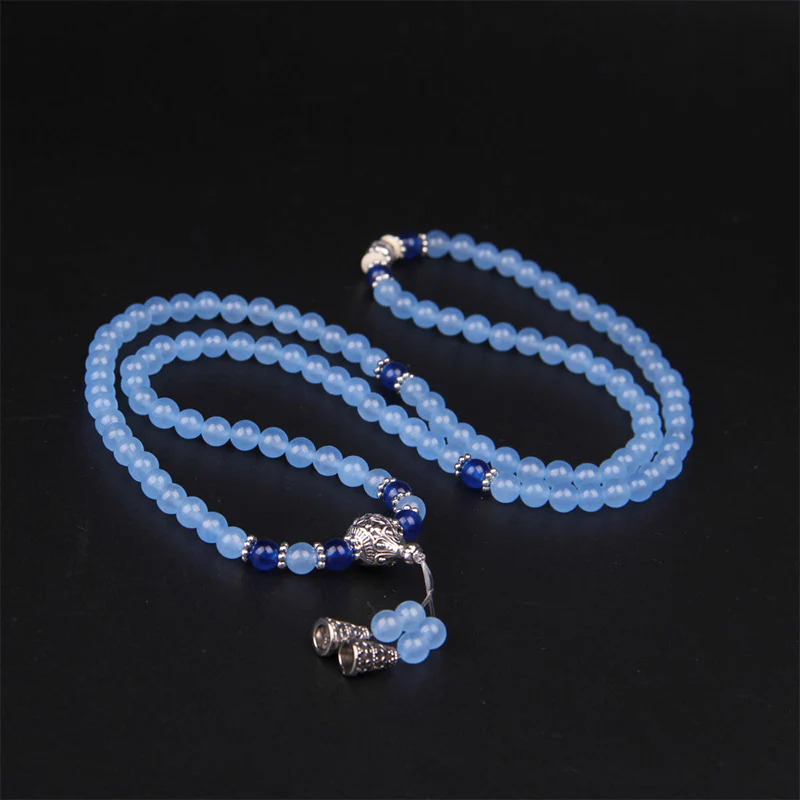 Buddha Stones 108 Perle Bracciale Mala di Cristallo Blu per Guarigione - Image 7