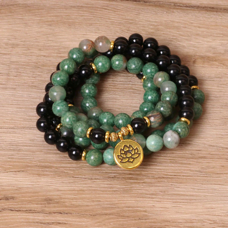 Buddha Stones 108 Perle Bracciale Mala di Guarigione in Agata Naturale - Image 3