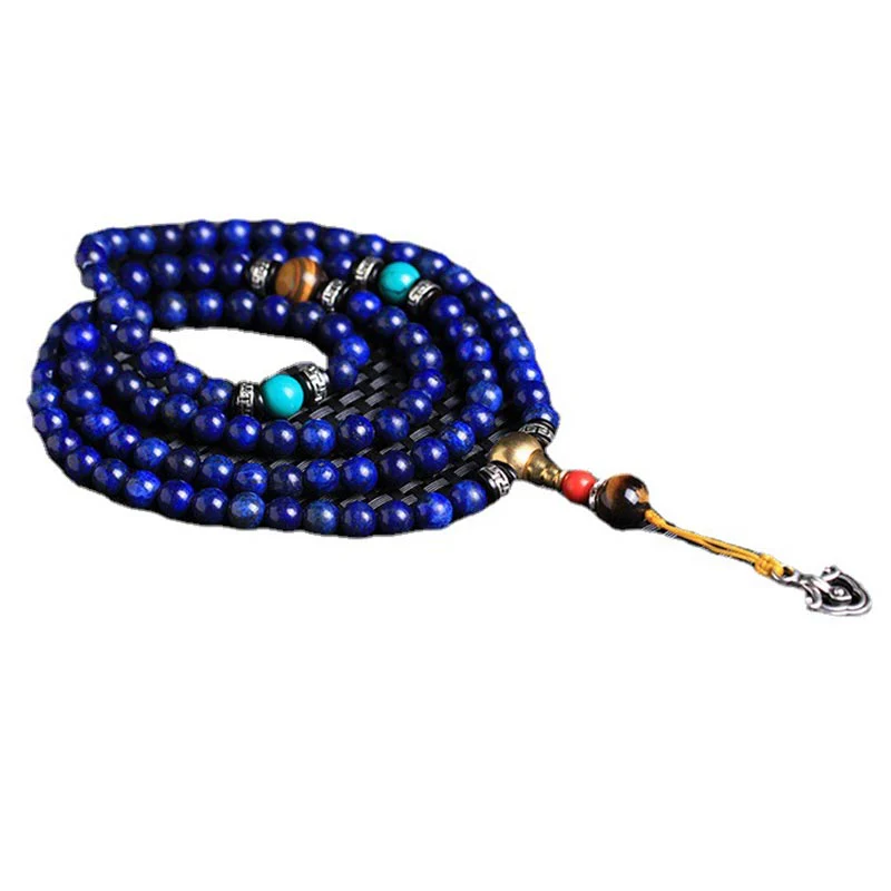 Bracciale Mala positivo con 108 perle di lapislazzuli Buddha Stones - Image 5