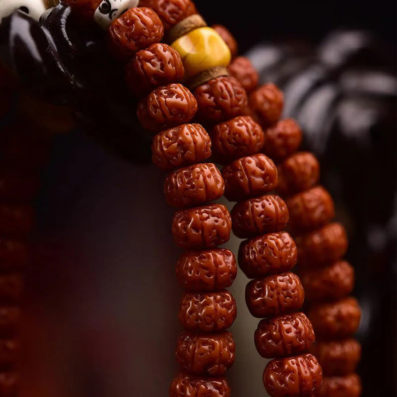 Buddha Stones 108 perle Rudraksha Bodhi Seed Wealth Tassel Mala - Image 5
