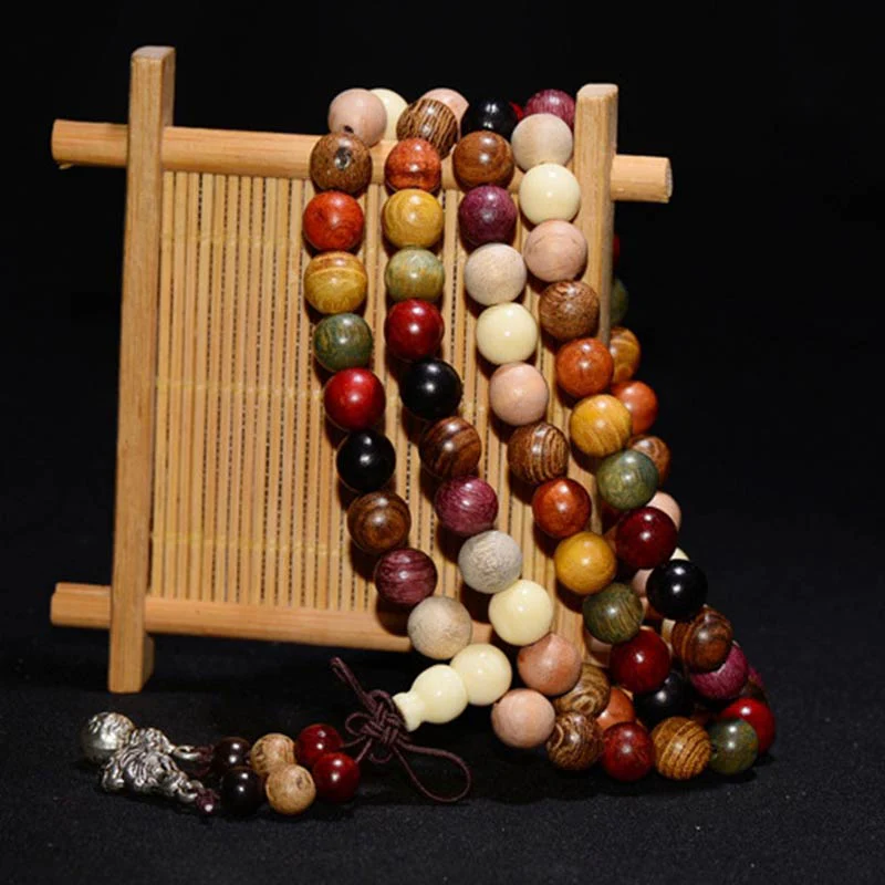 Buddha Stones 108 Perle Wenge Legno Mala Benedizione Meditazione Bracciale - Image 2