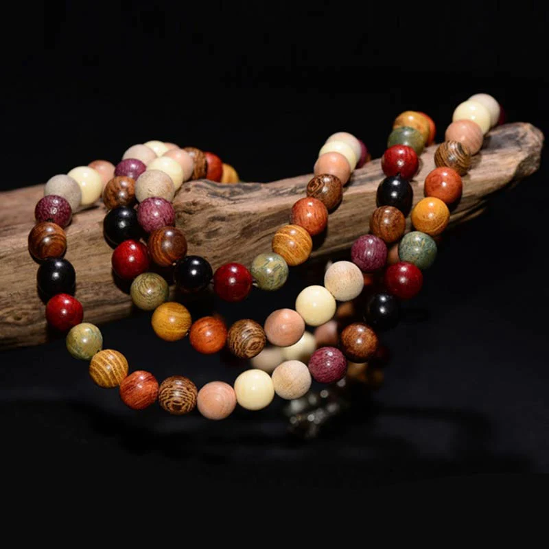 Buddha Stones 108 Perle Wenge Legno Mala Benedizione Meditazione Bracciale - Image 4