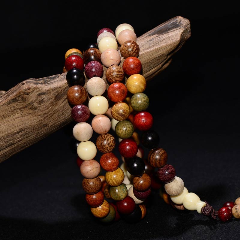 Buddha Stones 108 Perle Wenge Legno Mala Benedizione Meditazione Bracciale - Image 5